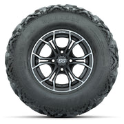 GTW® Spyder Matte Gray/Machined 12 in Wheels with 25X10-12 Barrage Mud Tires – Full Set