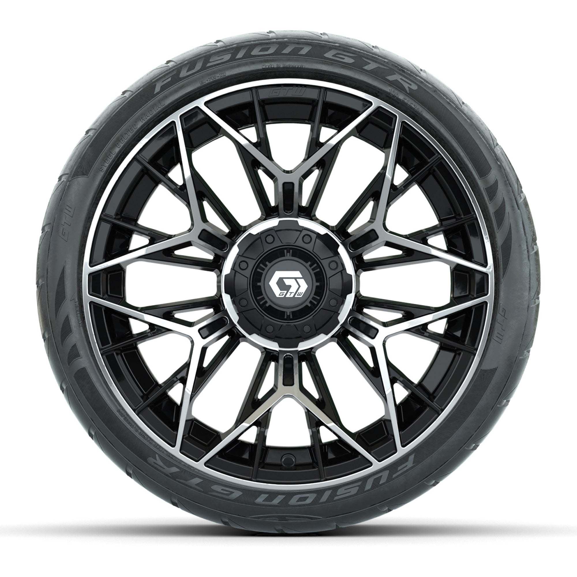 Set of (4) 15 in GTW® Stellar Machined & Black Wheels with 2 - 3/4 view