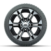 GTW Specter Black/Machined 12 in Wheels with 205/30-12 Fusion Street Tires - Full Set