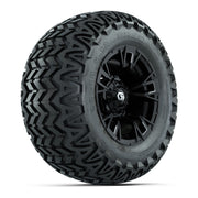 GTW® Vandal Matte Black/Machined 12 in Wheels with 23X10.5-12 Predator All-Terrain Tires – Full Set