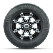 GTW® Tempest Black/Machined 12 in Wheels with 255/55-R12 Fusion GTR Steel Belt Radial Street Tires – Full Set