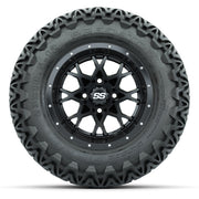 GTW® Vortex 2 Matte Black/Machined 12 in Wheels with 23X10.5-12 Predator All-Terrain Tires – Full Set