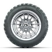GTW® Boost Chrome 12 in Wheels with 20X10-12 Nomad Steel Belt Radial All-Terrain Tires – Full Set