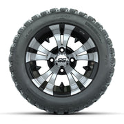GTW® Vampire Black/Machined 12 in Wheels with 20X10-12 Nomad Steel Belt Radial All-Terrain Tires – Full Set