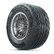 GTW® Boost Chrome 12 in Wheels with 255/55-R12 Fusion GTR Steel Belt Radial Street Tires – Full Set