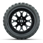 GTW Assault Gloss Black 15 in Wheels with 23X10-R15 Nomad Steel Belted Radial All-Terrain Tires – Full Set