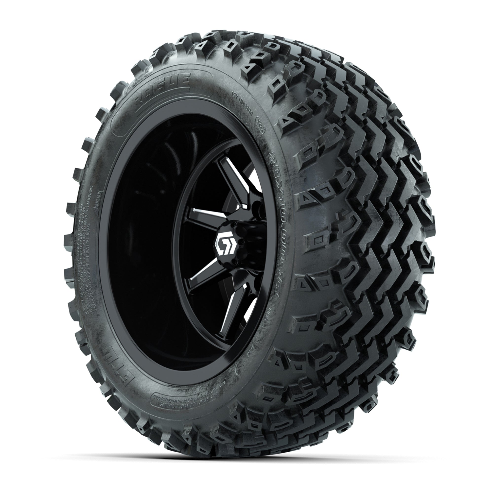 GTW Reaper Black/Machined 14 in Wheels with 23X10-R14 Rogue All-Terrain Tires – Full Set