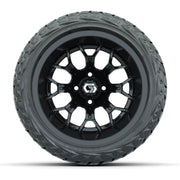 GTW Assault Gloss Black 14 in Wheels with 23X10-R14 Maverick Steel Belted Radial All-Terrain Tires – Full Set