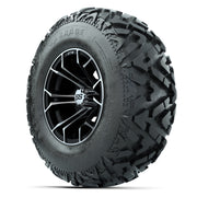 GTW® Spyder Black/Machined 12 in Wheels with 25X10-12 Barrage Mud Tires – Full Set