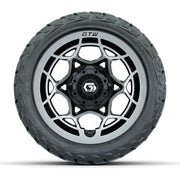 GTW Nexus Gloss Black/Silver 12 in Wheels with 215/40-R12 Maverick Low-Profile All-Terrain Tires – Full Set
