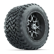 GTW® Vortex 2 Matte Gray/Machined 12 in Wheels with 20X10-12 Nomad Steel Belt Radial All-Terrain Tires – Full Set