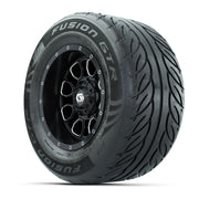 GTW® Volt Black/Machined 12 in Wheels with 255/55-R12 Fusion GTR Steel Belt Radial Street Tires – Full Set