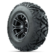 GTW® Spyder Matte Gray/Machined 12 in Wheels with 25X10-12 Barrage Mud Tires – Full Set