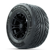 GTW® Spyder Matte Black 12 in Wheels with 255/55-R12 Fusion GTR Steel Belt Radial Street Tires – Full Set