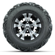 GTW Vampire Black/Machined 10 in Wheels with 20x10-10 Barrage Mud Tires – Full Set