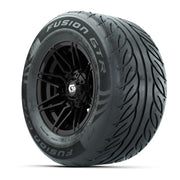 GTW® Stealth Black/Machined 12 in Wheels with 255/55-R12 Fusion GTR Steel Belt Radial Street Tires – Full Set