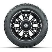 GTW® Stellar Black/Machined 12 in Wheels with 215/40-12 Excel Classic Street Tires – Full Set