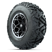 GTW® Nexus Black/Silver 12 in Wheels with 25X10-12 Barrage Mud Tires – Full Set
