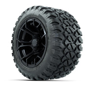 GTW® Spyder Matte Black 12 in Wheels with 22X11-R12 Nomad Steel Belt Radial All-Terrain Tires – Full Set