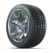 GTW® Godfather Chrome 12 in Wheels with 205/30-12 Fusion Street Tires – Full Set