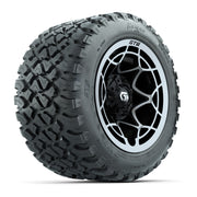 GTW® Nexus Black with Silver Face 12 in Wheels with 20X10-12 Nomad Steel Belt Radial All-Terrain Tires – Full Set