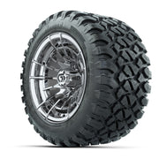 GTW® Boost Chrome 12 in Wheels with 22X11-R12 Nomad Steel Belt Radial All-Terrain Tires – Full Set