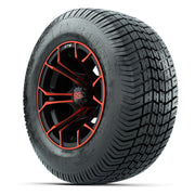 GTW® Spyder Black/Red 12 in Wheels with 255/50-12 Excel Classic Street Tires – Full Set