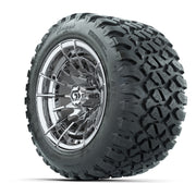 GTW® Boost Chrome 12 in Wheels with 20X10-12 Nomad Steel Belt Radial All-Terrain Tires – Full Set