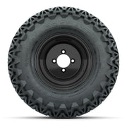 Set of (4) 10 in Matte Black Steel Offset Wheels with 22x11-10 Predator All Terrain Street Tires