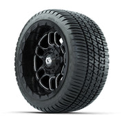 GTW® Titan Black/Machined 12 in Wheels with 205/30-12 Fusion Street Tires – Full Set