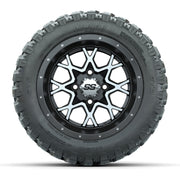 GTW® Vortex 2 Matte Gray/Machined 12 in Wheels with 22X11-R12 Nomad Steel Belt Radial All-Terrain Tires – Full Set