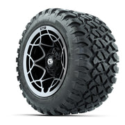 GTW® Nexus Black with Silver Face 12 in Wheels with 22X11-R12 Nomad Steel Belt Radial All-Terrain Tires – Full Set