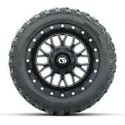 Set of (4) 12 in GTW® Helix Machined & Black Wheels with 22x11-R12 Nomad All-Terrain Tires