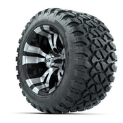 GTW® Vampire Black/Machined 12 in Wheels with 22X11-R12 Nomad Steel Belt Radial All-Terrain Tires – Full Set