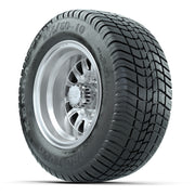 GTW Medusa Silver/Machined 10 in Wheels with 205/50-10 Kenda Pro Tour Street Tires – Full Set