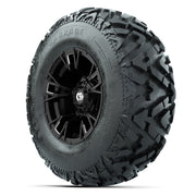 GTW® Vandal Matte Black/Machined 12 in Wheels with 25X10-12 Barrage Mud Tires – Full Set
