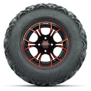 GTW® Spyder Black/Red 12 in Wheels with 25X10-12 Barrage Mud Tires – Full Set
