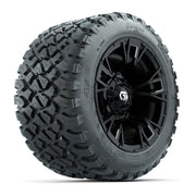 GTW® Vandal Matte Black/Machined 12 in Wheels with 20X10-12 Nomad Steel Belt Radial All-Terrain Tires – Full Set