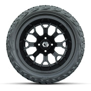 GTW Assault Gloss Black 15 in Wheels with 23X10-R15 Maverick Steel Belted Radial All-Terrain Tires – Full Set