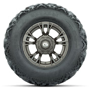 GTW® Vandal Bronze/Machined 12 in Wheels with 25X10-12 Barrage Mud Tires – Full Set