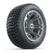 GTW® Spyder Silver Brush 12 in Wheels with 215/40-12 Excel Classic Street Tires – Full Set