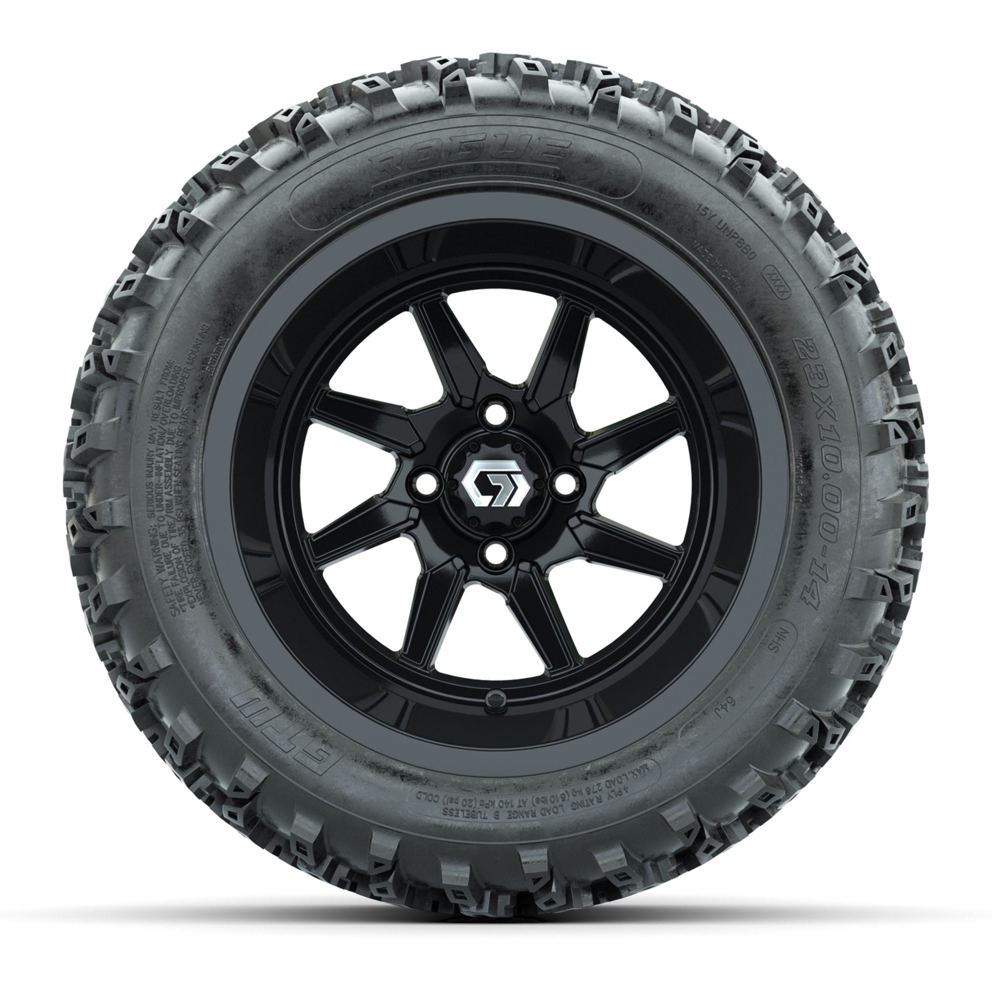 GTW Reaper Gloss Black 14 in Wheels with 23X10-R14 Rogue All-Terrain Tires – Full Set