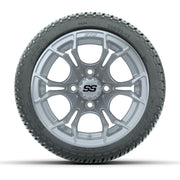 GTW® Spyder Silver Brush 12 in Wheels with 205/30-12 Fusion Street Tires – Full Set