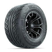 GTW® Spyder Matte Gray/Machined 12 in Wheels with 255/55-R12 Fusion GTR Steel Belt Radial Street Tires – Full Set