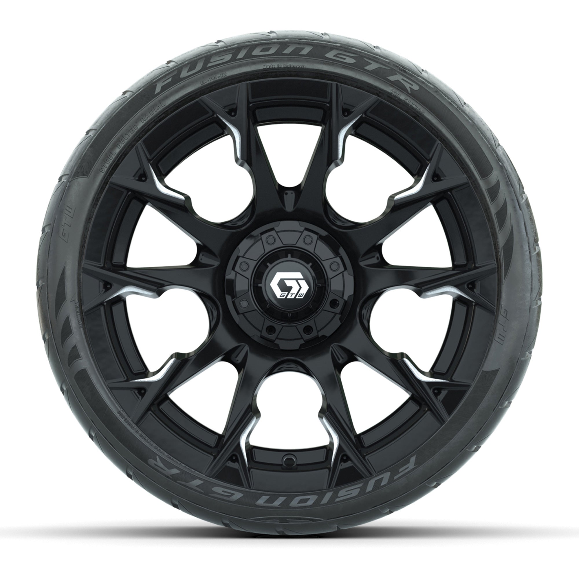 GTW® Diablo Gloss Black/Machined 15 in Wheels with 215/40-R1 - 3/4 view