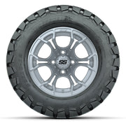 GTW® Spyder Silver Brush 12 in Wheels with 22X10-12 Timberwolf All-Terrain Tires – Full Set