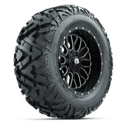 GTW Helix Black/Machined 14 in Wheels with 25x10-14 Barrage Mud Tires – Full Set