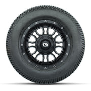 GTW® Volt Black/Machined 12 in Wheels with 255/50-12 Excel Classic Street Tires – Full Set