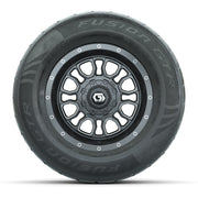 GTW® Volt Gunmetal 12 in Wheels with 255/55-R12 Fusion GTR Steel Belt Radial Street Tires – Full Set