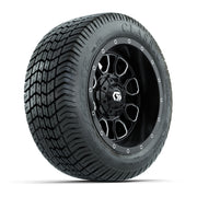 GTW® Stellar Black/Machined 12 in Wheels with 215/40-12 Excel Classic Street Tires – Full Set